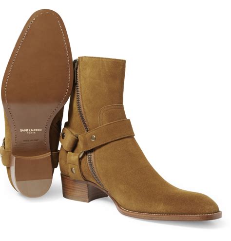 yves saint laurent brown suede boots|Saint Laurent male boots snakeskin.